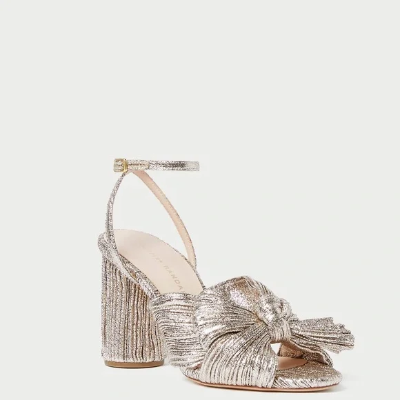 Loeffler Randall Camellia Champagne Pleated Bow Heel - Picture 3 of 11